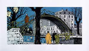 Estampe Pigmentaire Jacques Tardi : Nestor Burma dans le 10e Arrondissement de Paris