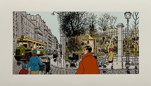 Jacques Tardi Fine Art Pigment Print : Nestor Burma dans le 6e Arrondissement de Paris