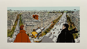 Estampe Pigmentaire Jacques Tardi : Nestor Burma dans le 8e Arrondissement de Paris