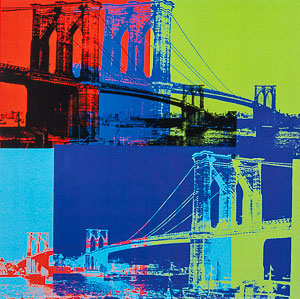 Affiche Warhol, Brooklyn Bridge (Orange, Blue, Lime), 1983