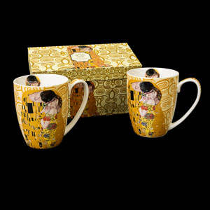 Set di 2 tazze Gustav Klimt, Il bacio, L'albero della vita (cru)