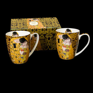 Set di 2 tazze Gustav Klimt, Il bacio, L'albero della vita (marrone)