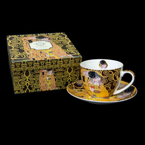 Taza de t con platillo Gustav Klimt : El beso, El rbol de la vida (marrn)