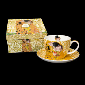 Taza de t con platillo Gustav Klimt : El beso, El rbol de la vida (crudo)