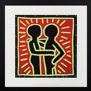 Lmina enmarcada Keith Haring : Couple in black, red and green (1982)