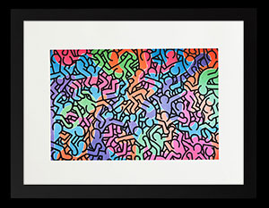 Affiche encadre Keith Haring : Figures, 1985