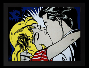 Affiche encadre Roy Lichtenstein : Kiss II