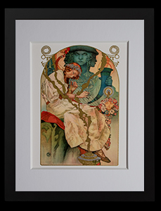 Alfons Mucha framed Matted Fine Art Print, Slav Epic (Gold foil inlays)