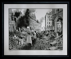 Jacques Tardi signed and numbered, framed lithograph, Le cri du peuple III