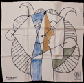 Pablo Picasso scarf : Tte de Faune Chevelu (unfolded)