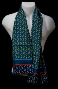 Tiffany silk scarf for men : Dragon Fly (Bleu)