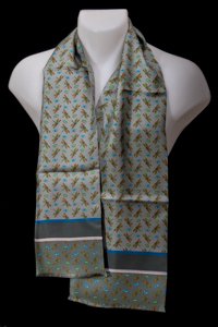 Tiffany silk scarf for men : Dragon Fly (Grey)