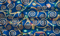 Foulard Gustav Klimt : L'arbre de vie (bleu) (dpli)