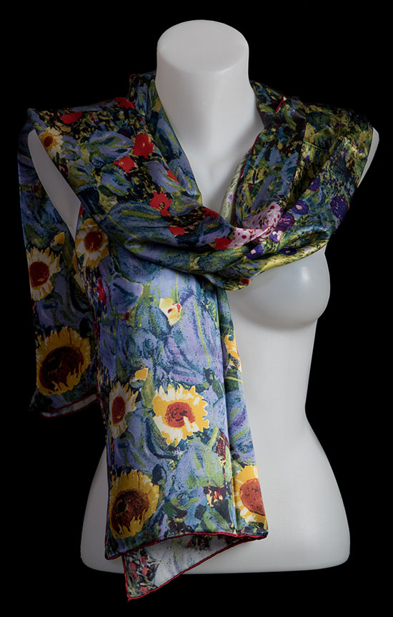 Echarpe en soie Gustav Klimt : Le jardin en fleur