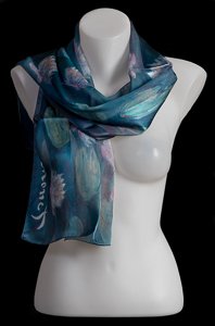 Claude Monet scarf : The white water lilies (morning blue)