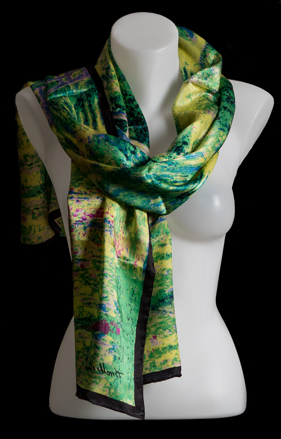 Claude Monet silk scarf : The Japanese Bridge of Giverny