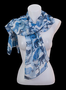 Franois Pompon silk scarf : Animals (blue)