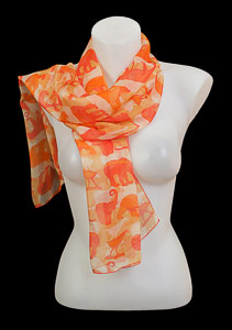 Franois Pompon silk scarf : Animals (Coral)