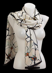 Tiffany silk scarf : White Magnolia