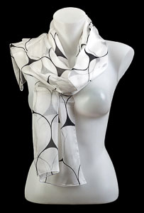 Raoul Dufy silk scarf : Scales (white and black)