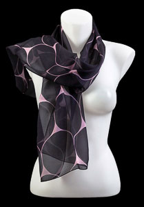 Raoul Dufy silk scarf : Scales (black and Pink)