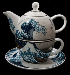 Goebel : Duo thire et tasse en porcelaine Hokusai, La grande vague de Kanagawa