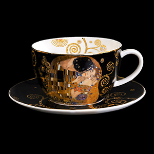 Taza de t y capuccino Gustav Klimt : El beso (negro)