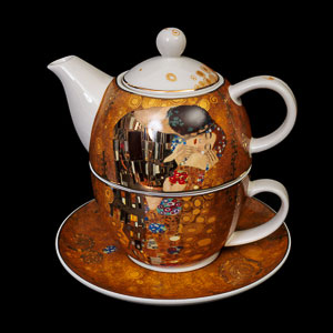 Goebel : Duo thire et tasse en porcelaine Gustav Klimt : Le baiser