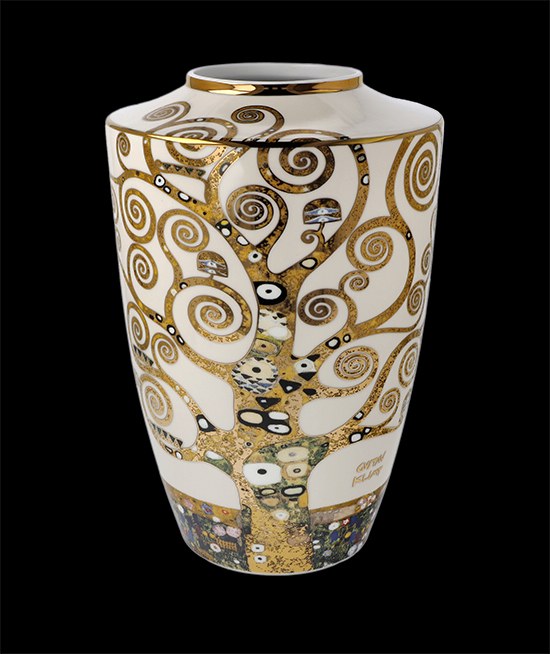 Vase Gustav Klimt en porcelaine dore : L'arbre de vie