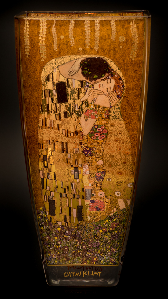 Vase Gustav Klimt en verre dore : Le baiser