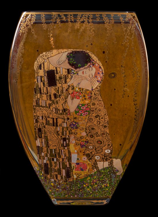 Vase Gustav Klimt en verre dore : Le baiser