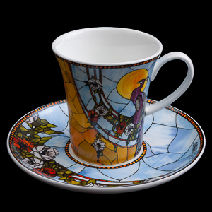 Goebel : Tiffany Porcelain coffee cup and saucer : Peacock