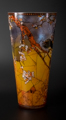 Vase Louis C. Tiffany en verre dore : Perruches, dtail n2