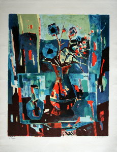 Tony Agostini Lithograph - The blue bouquet