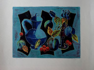 Tony Agostini Lithograph - Still life with fruits