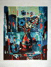 AGOSTINI : Original Lithograph signed and numbered : The blue bouquet