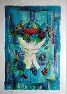AGOSTINI : Lithographie : The cup of fruits