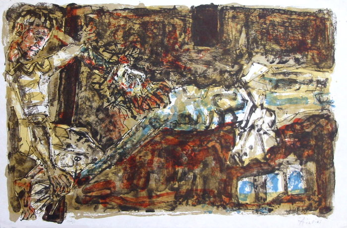 Paul A�ZPIRI : Lithographie sign�e et num�rot�e : Sur la Croix