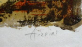 Paul AÏZPIRI : Lithographie signée et numérotée : Sur la Croix : Signature