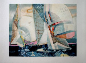 Paul Ambille Lithograph - Sailboats