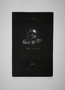 Alain Bar etching - Miles Davis II