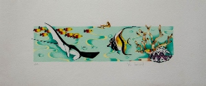 Litografia Titi Bcaud : Razza e frutti di mare