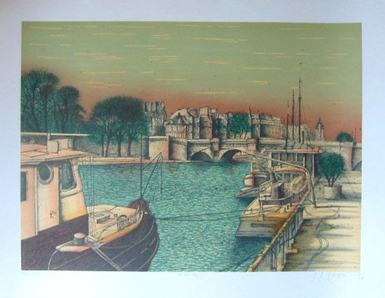 Lithographie originale signe et numrote de Jean Carzou : Le Pont-Neuf
