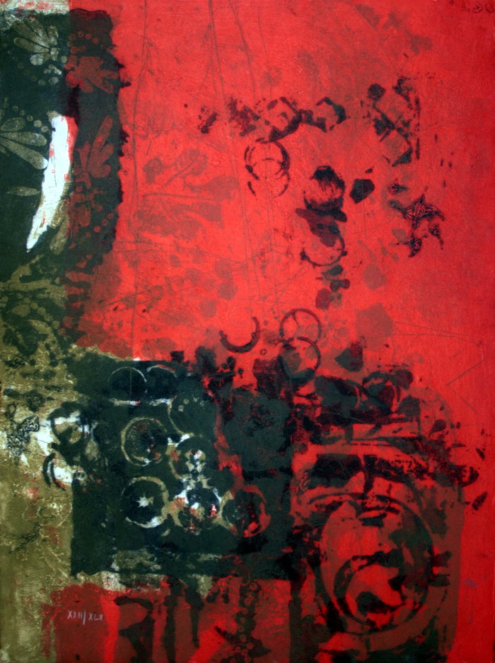 Antoni CLAVE : Lithographie originale sign�e et num�rot�e : Rouge - Noir - Ocre