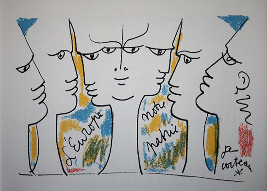 Lithographie Jean Cocteau : L'Europe notre Patrie - Planche 6