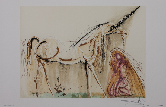 Lithographie Salvador Dali : La Licorne