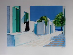 Frederic De Fontenay Lithograph - Crete : The green shutters