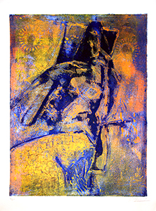 Incisione originale Moulay Youssef Elkahfai - Femme au fauteuil bleu