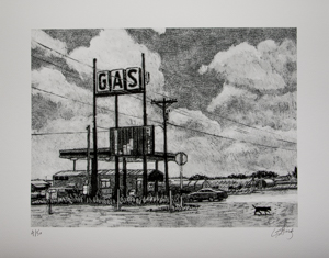 Stampa pigmentaria firmata Gtting, Route 66, Gas