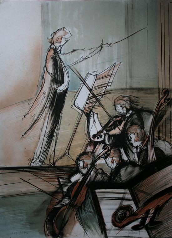 Dominique GUILLEMARD : Original Lithograph : The Conductor